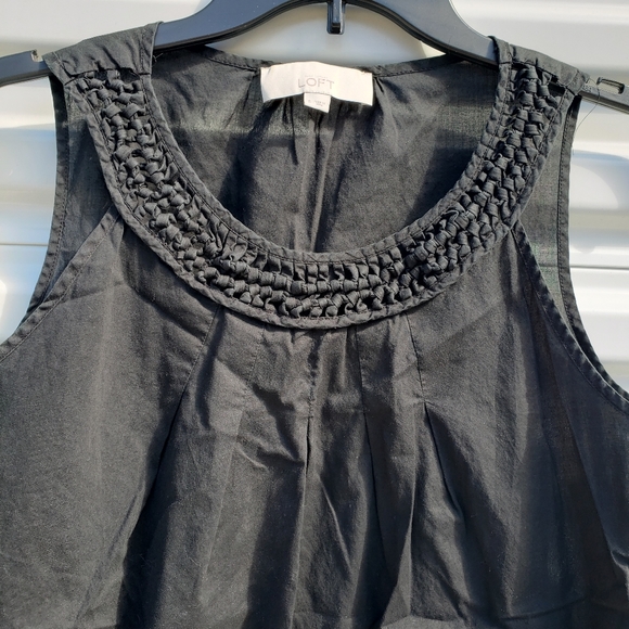 LOFT black lightweight crochet neck sleeveless blouse - Picture 2 of 6